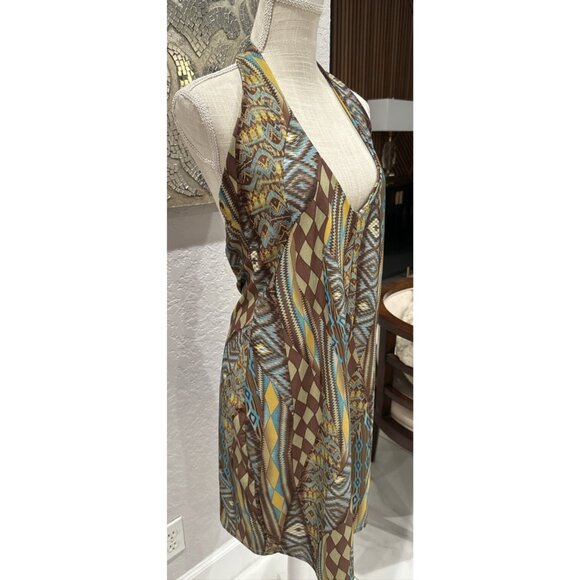 Oh My Bod Halter Dress One Size Multicolor Geometric Pattern - Picture 3 of 6